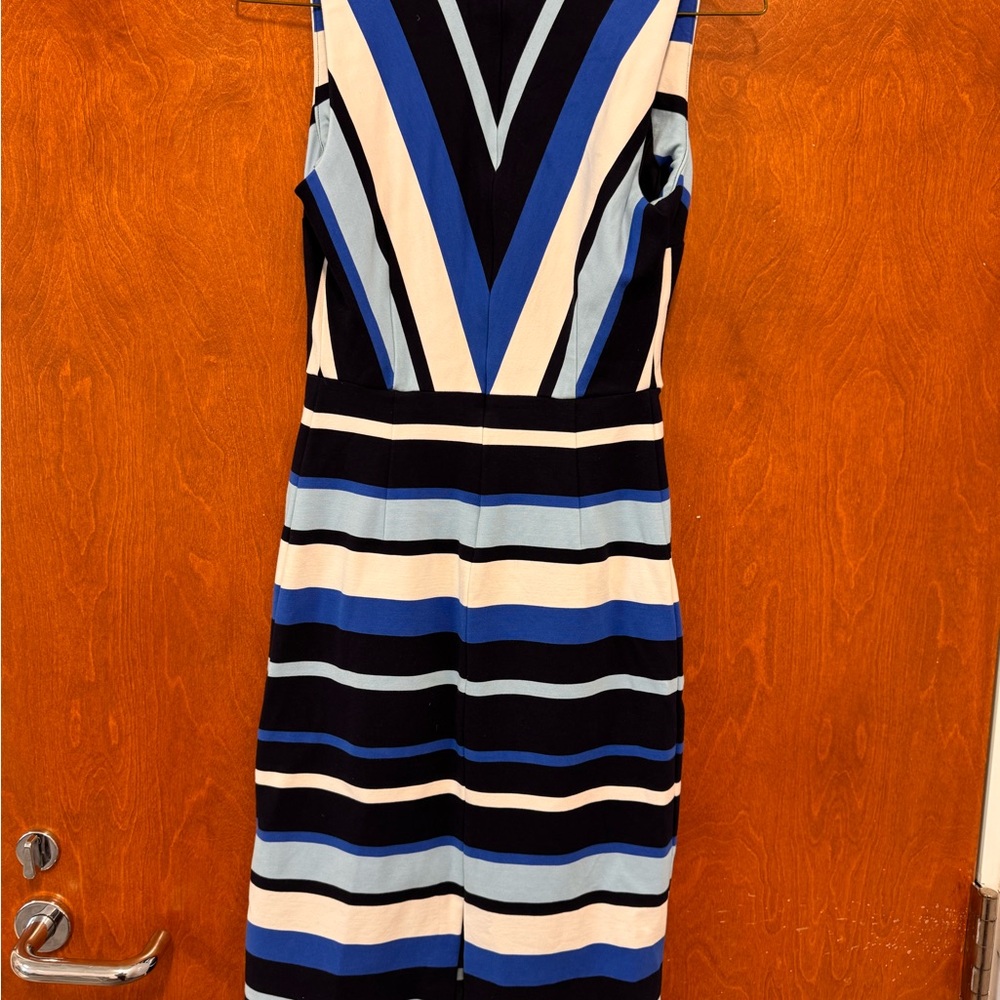 Striped Sleeveless Dress - Blue and Black